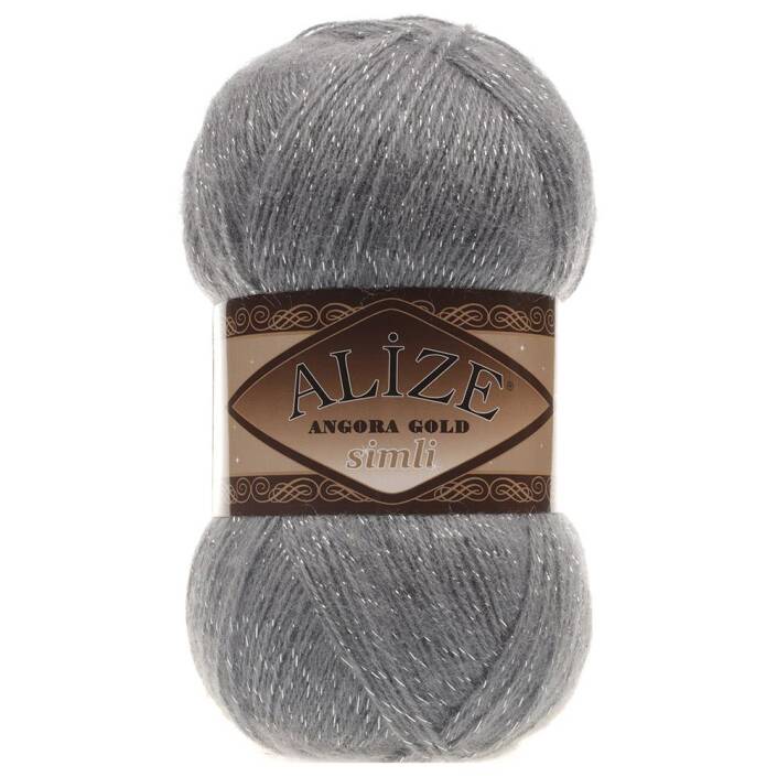 Alize Angora Gold Simli El Örgü İpi 87 Koyu Gri - 1