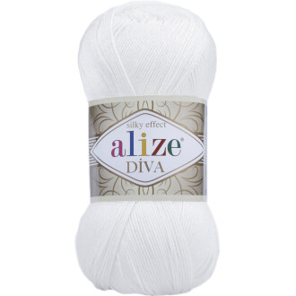 Alize Diva El Örgü İpi 55 Beyaz - Alize