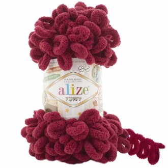 Alize Puffy El Örgü İpi 107 Vişne - Alize