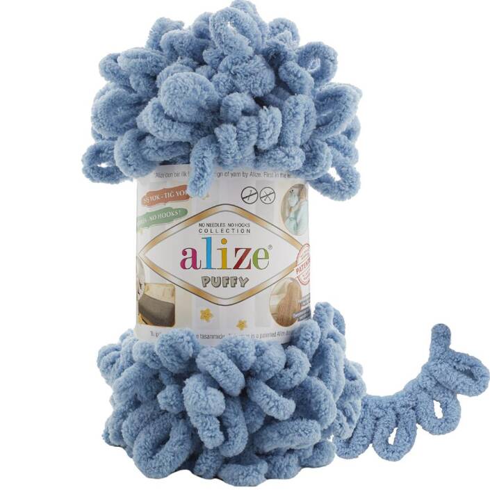Alize Puffy El Örgü İpi 280 Orta Mavi - 1