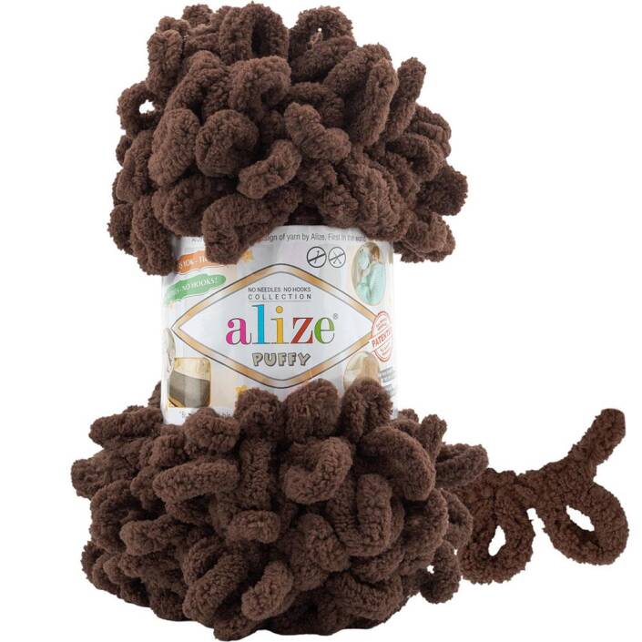 Alize Puffy El Örgü İpi 493 Kahverengi - 1