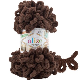 Alize Puffy El Örgü İpi 493 Kahverengi - Alize