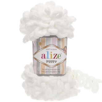 Alize Puffy El Örgü İpi 55 Beyaz - Alize