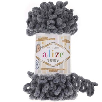 Alize Puffy El Örgü İpi 87 Koyu Gri - Alize