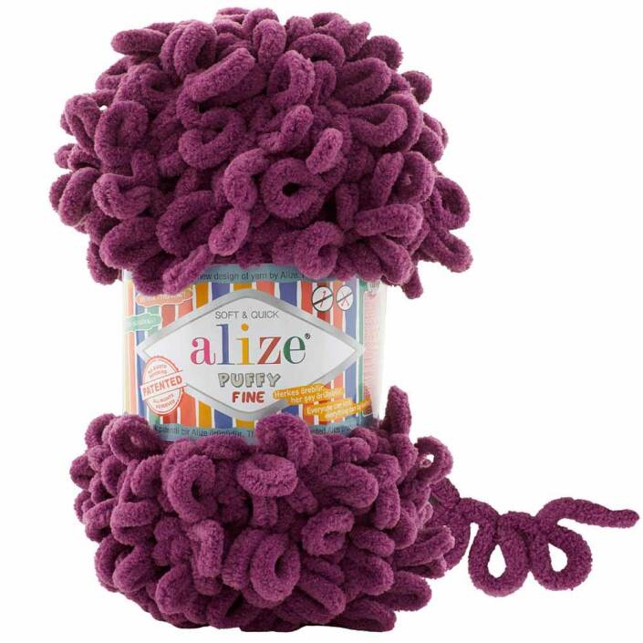 Alize Puffy Fine El Örgü İpi 111 Mürdüm - 1