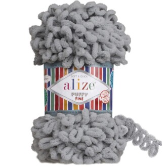 Alize Puffy Fine El Örgü İpi 343 Kömür Gri - Alize