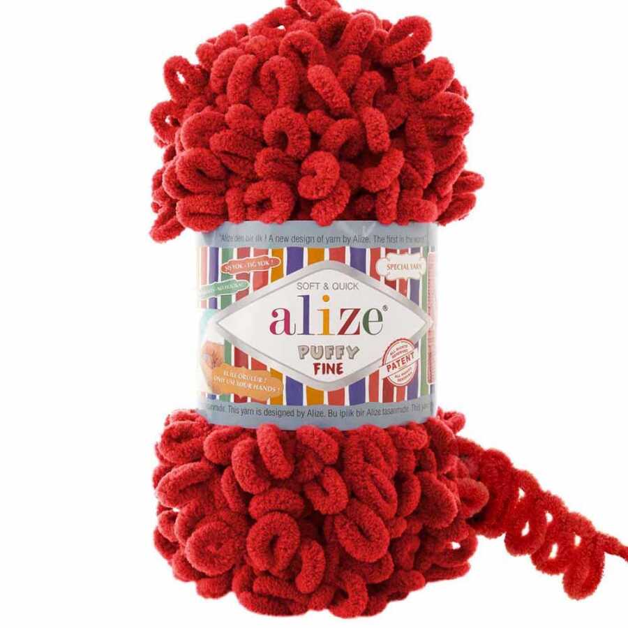 Alize Puffy Fine El Örgü İpi 56 Kırmzı