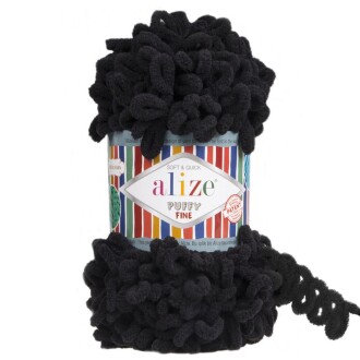 Alize Puffy Fine El Örgü İpi 60 Siyah - Alize