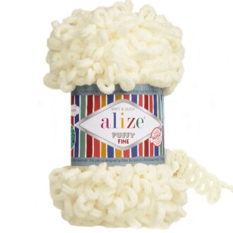 Alize Puffy Fine El Örgü İpi 62 Açık Krem - Alize