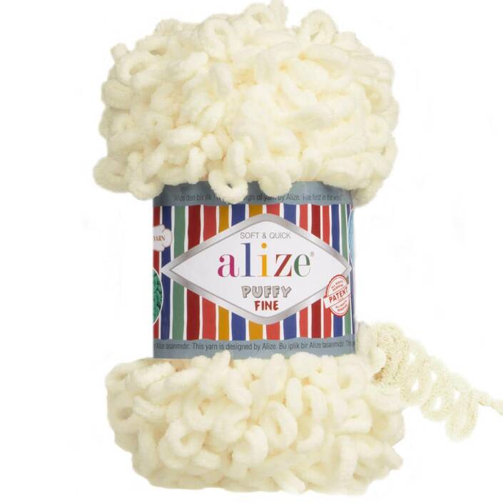 Alize Puffy Fine El Örgü İpi 62 Açık Krem - 1