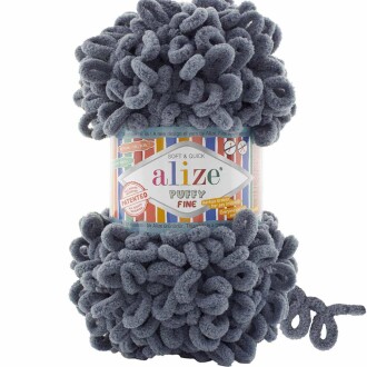 Alize Puffy Fine El Örgü İpi 87 Koyu Gri - Alize