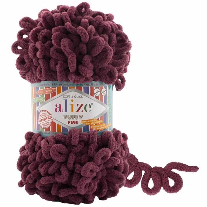 Alize Puffy Fine El Örgü İpi 956 Bordo - 1