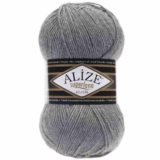 Alize Superlana Klasik Örgü İpi 21 Gri Melanj - Alize
