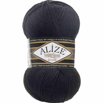 Alize Superlana Klasik Örgü İpi 60 Siyah - Alize