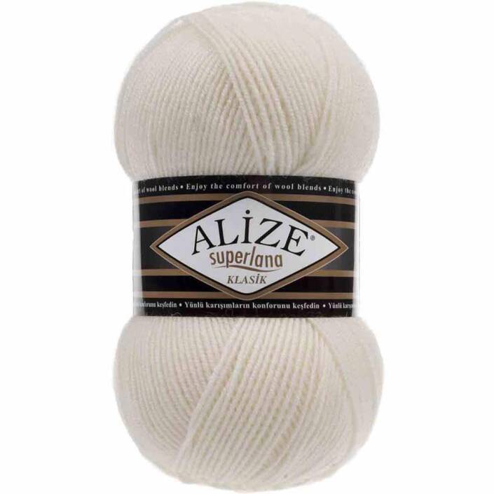 Alize Superlana Klasik Örgü İpi 62 Açık Krem - 1