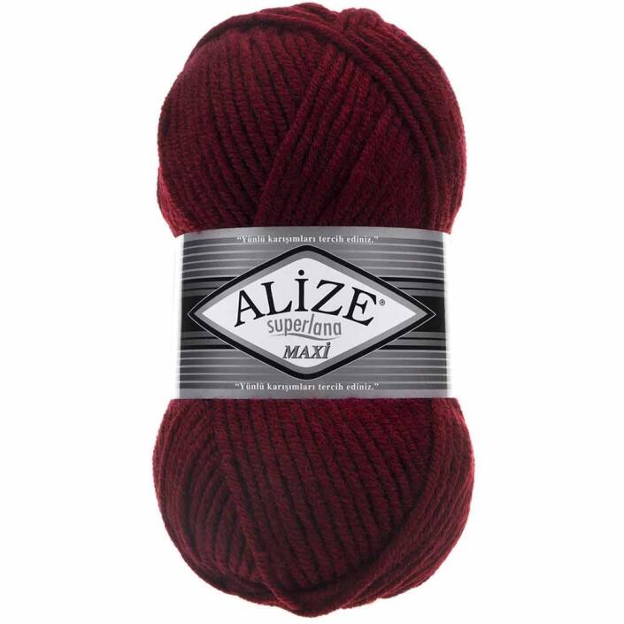 Alize Superlana Maxi Örgü İpi 57 Bordo - 1