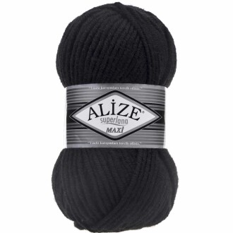 Alize Superlana Maxi Örgü İpi 60 Siyah - Alize