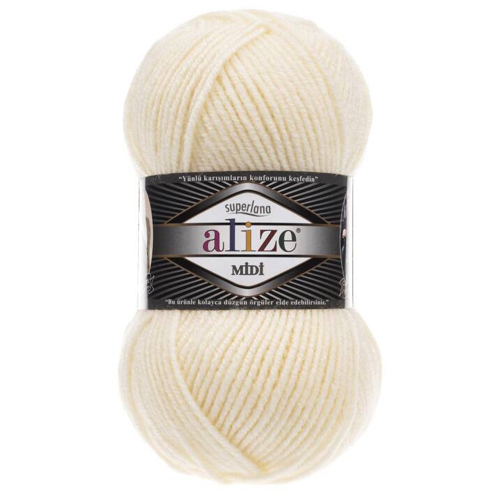 Alize Superlana Midi Örgü İpi 1 Krem - 1