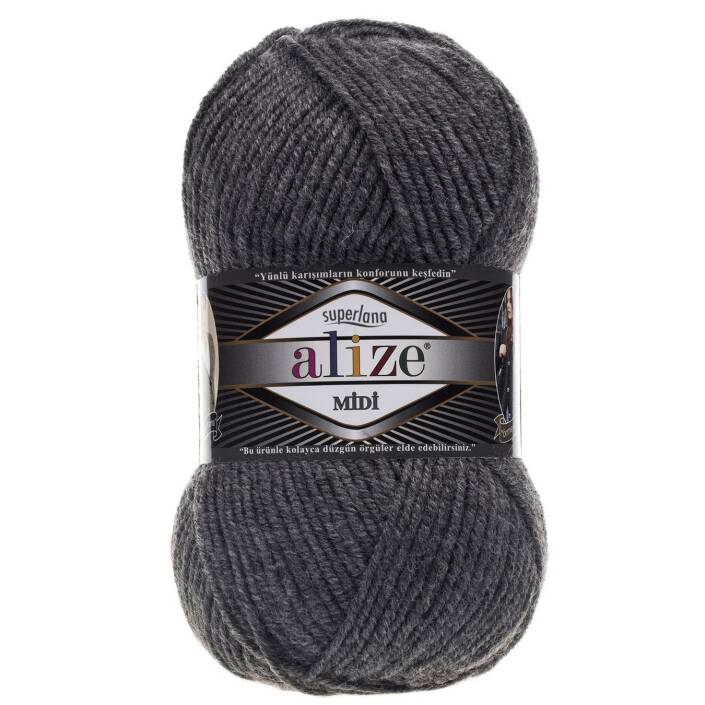 Alize Superlana Midi Örgü İpi 182 Gri Melanj - 1