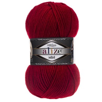 Alize Superlana Midi Örgü İpi 56 Kırmızı - Alize
