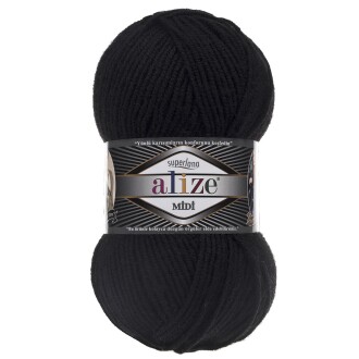 Alize Superlana Midi Örgü İpi 60 Siyah - Alize