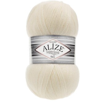 Alize Superlana Tığ Örgü İpi 01 Krem - Alize