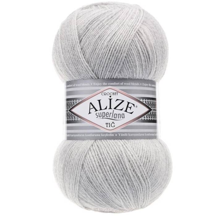 Alize Superlana Tığ Örgü İpi 208 Açık Gri Melanj - 1