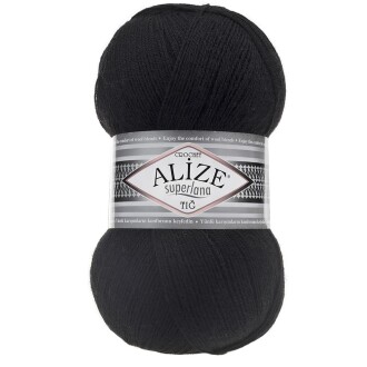 Alize Superlana Tığ Örgü İpi 60 Siyah - Alize