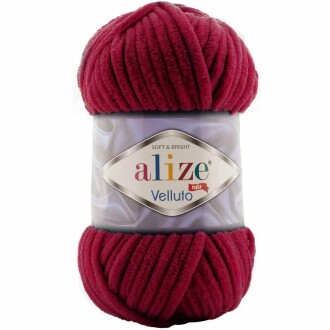 Alize Velluto Kadife Örgü İpi 107 Vişne Rengi - Alize