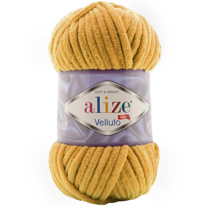 Alize Velluto Kadife Örgü İpi 2 Hardal Rengi - 1
