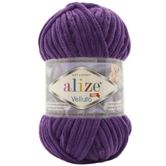 Alize Velluto Kadife Örgü İpi 44 Mor Rengi - Alize