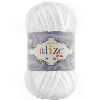 Alize Velluto Kadife Örgü İpi 55 Beyaz Rengi - Alize