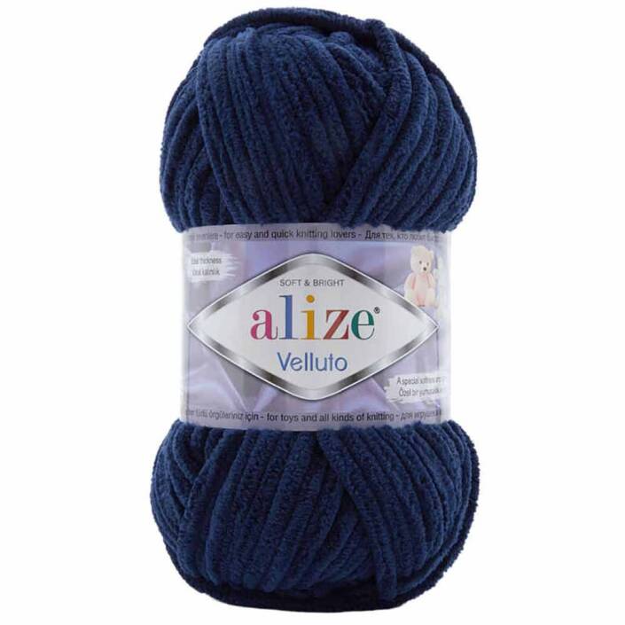 Alize Velluto Kadife Örgü İpi 58 Lacivert - 1