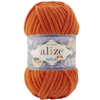 Alize Velluto Kadife Örgü İpi 6 Turuncu Rengi - Alize