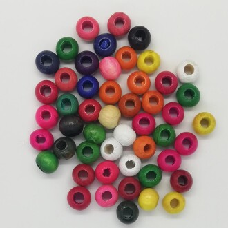 Ara Boncuk Ahşap Renkli Top 12 Mm ( Geniş Delikli ) - Orivyum
