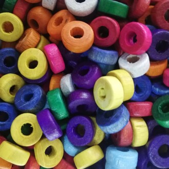 Ara Boncuk Yassı Ahşap Boncuk 10 Mm Renkli - Orivyum