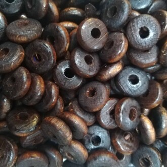 Ara Boncuk Yassı Ahşap Boncuk 14 Mm Kahve - Orivyum