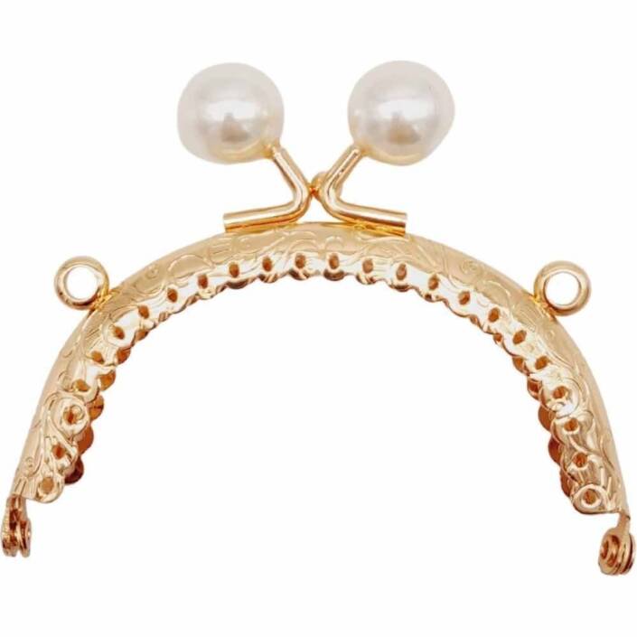 Beyaz İnci Taşlı Askılı Cüzdan Klipsi Oval Altın ( 1 Adet ) - 1