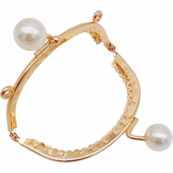 Beyaz İnci Taşlı Askılı Cüzdan Klipsi Oval Altın ( 1 Adet ) - 2