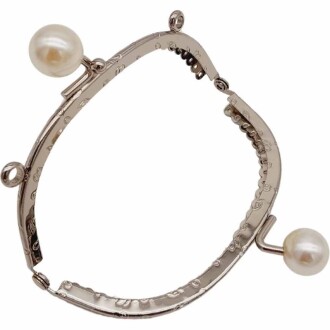 Beyaz İnci Taşlı Askılı Cüzdan Klipsi Oval Gümüş ( 1 Adet ) - 2