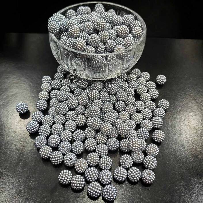 Böğürtlen Boncuk 14 Mm ( 500 Gram ) Açık Gri - 1