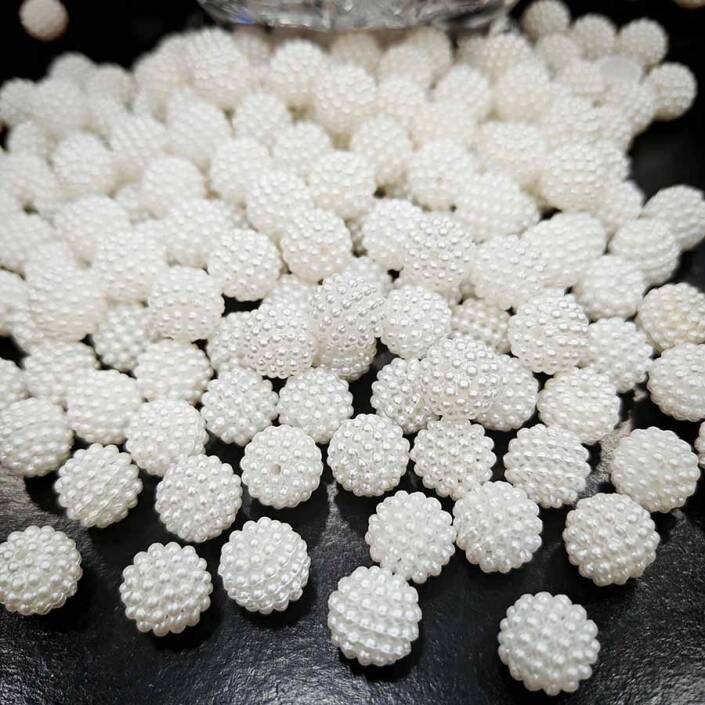 Böğürtlen Boncuk 14 Mm ( 500 Gram ) Beyaz - 2