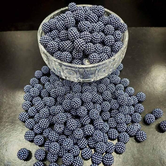 Böğürtlen Boncuk 14 Mm ( 500 Gram ) Koyu Gri - 1