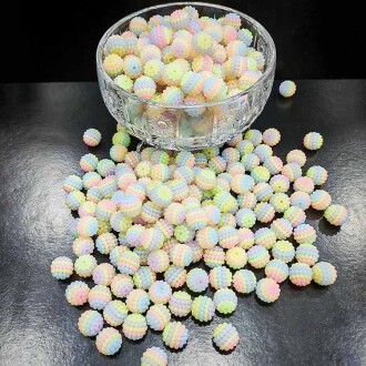 Böğürtlen Boncuk 14 Mm ( 500 Gram ) Soft Gökkuşağı - Orivyum