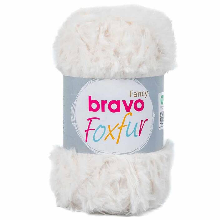 Bravo Foxfur Tavşan Tüyü 2 Beyaz Peluş İp ( 100 Gram ) - 1