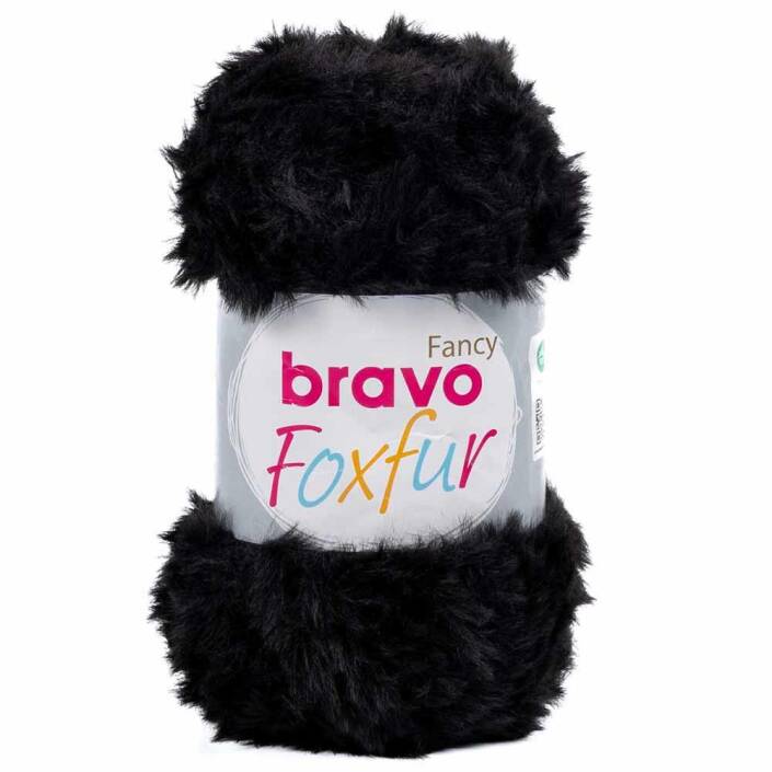 Bravo Foxfur Tavşan Tüyü 39 Siyah Peluş İp ( 100 Gram ) - 1