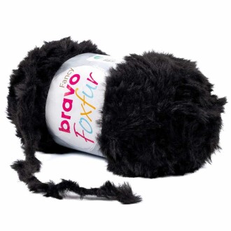 Bravo Foxfur Tavşan Tüyü 39 Siyah Peluş İp ( 100 Gram ) - 2