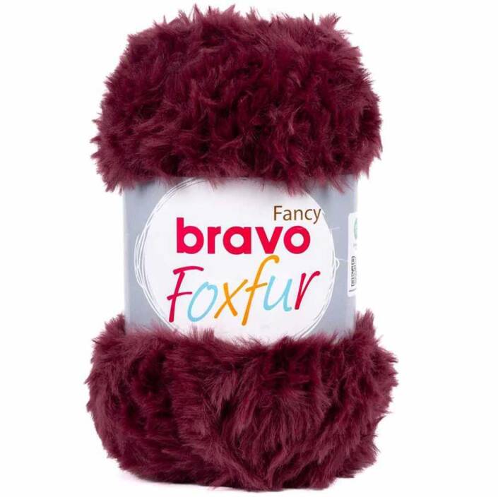 Bravo Foxfur Tavşan Tüyü 45 Bordo Peluş İp ( 100 Gram ) - 1