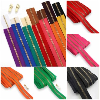 Çanta Fermuarı Altın Dişli ( 1 Metre ) 2 Başlık Hediyeli - Orivyum