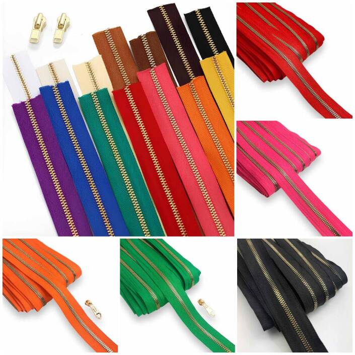 Çanta Fermuarı Altın Dişli ( 1 Metre ) 2 Başlık Hediyeli - 1